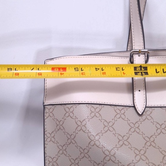 Nine West Tote Bag Beige Monogram Shoulder Bag w/ Card Holder & Top Zip Mint - Picture 11 of 12
